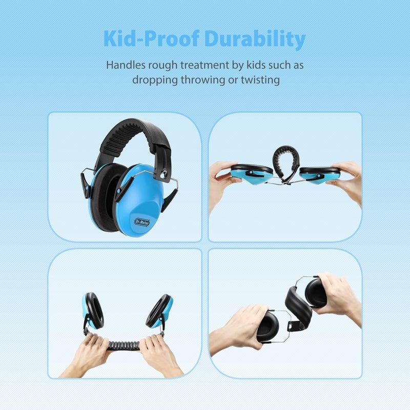Dr.Meter Ear Muffs for Noise Reduction: EM100 27.4SNR Kids Noise Cancelling Headphones with Adjustable Headband - Adults Kids Ear Protection for Monster Truck Concert Autistic Sensory 2PACK - Image 4